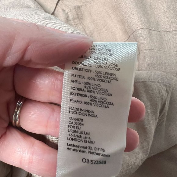 Anthropologie The Somerset Flowy Maxi Dress Linen Tiered Tan Light Brown XSP - Picture 15 of 15